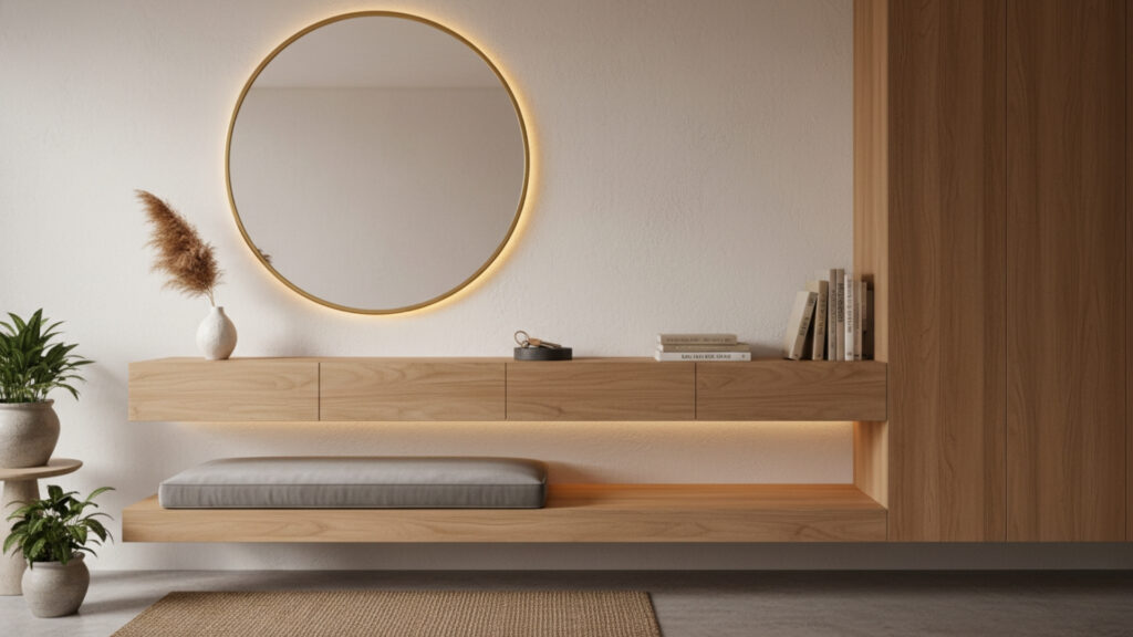 Entryway Mirror with Shelf Ideas for Decorative Functional Storage
