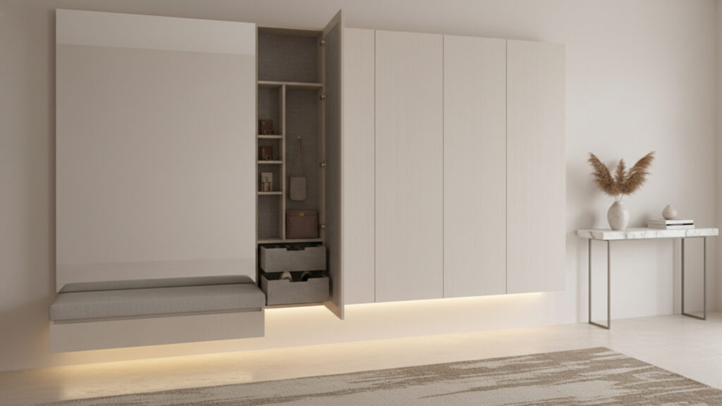 Entryway Mirror with Storage Cabinet Ideas for Organized Beauty
