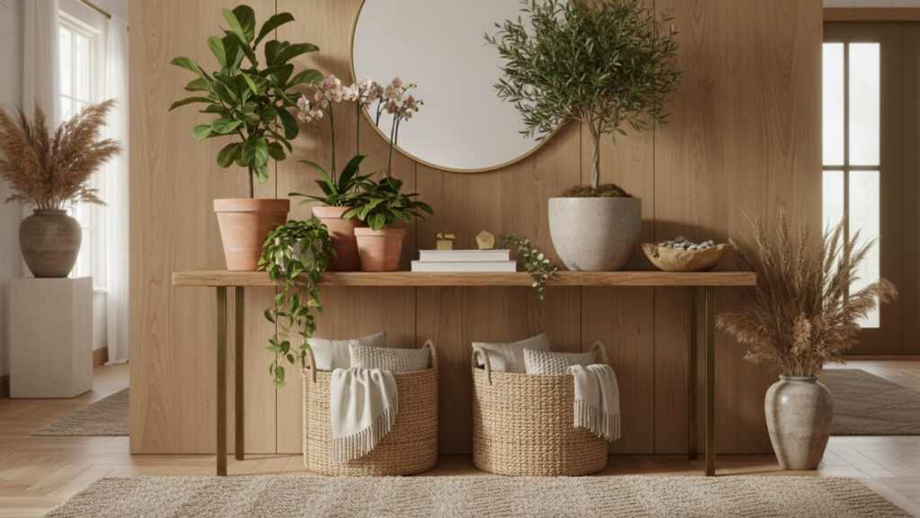 Entryway Table Decor with Greenery Ideas for Natural Elegant Charm