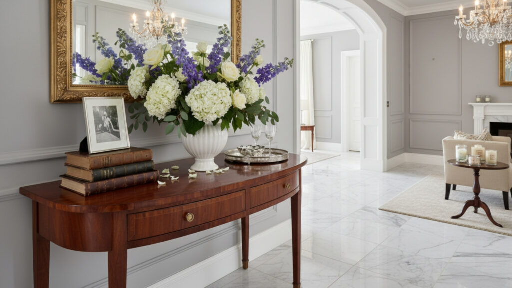 Entryway Table Floral Decor Ideas for Fresh Welcoming Beauty