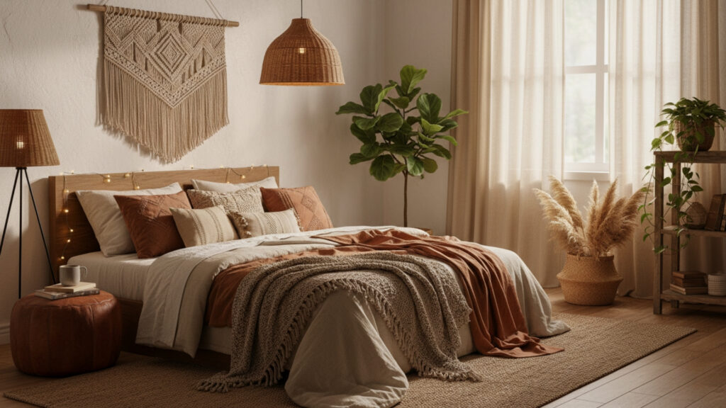 Fabric Wall Hangings for Soft and Cozy Above Bed Decoration Style