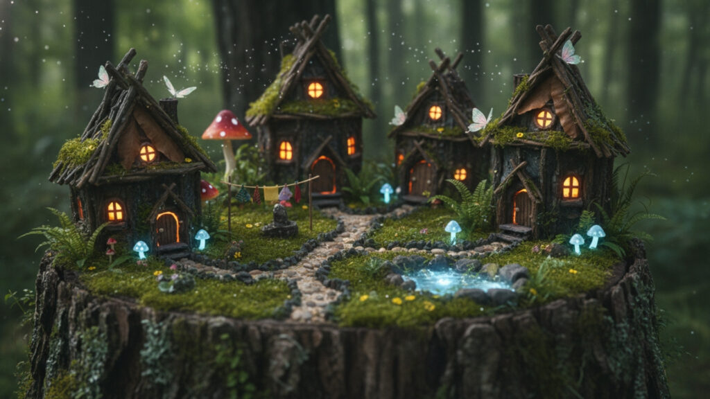 Fairy Gardens on Tree Stumps for Whimsical Touch