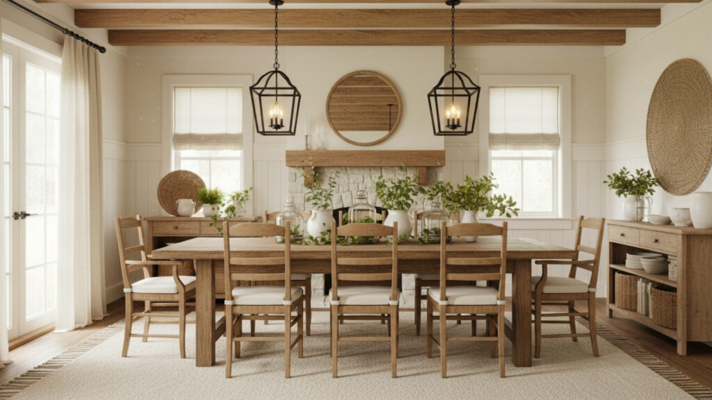 Farmhouse Dining Room Decor Ideas for Warm Rustic Charm