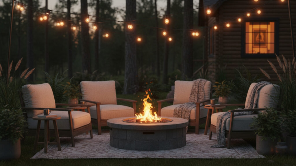 Fire Pit Area String Lights for a Warm and Relaxing Atmosphere