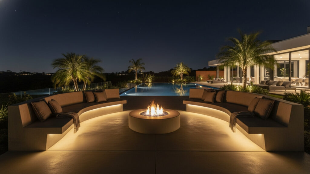 Fire Pit Seating with Built-in Lighting for Nighttime Ambience Glow