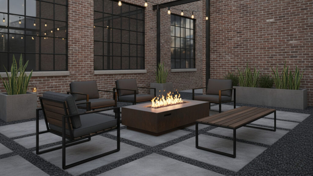 Fire Pit Seating with Metal Frame Chairs for Industrial Modern Look