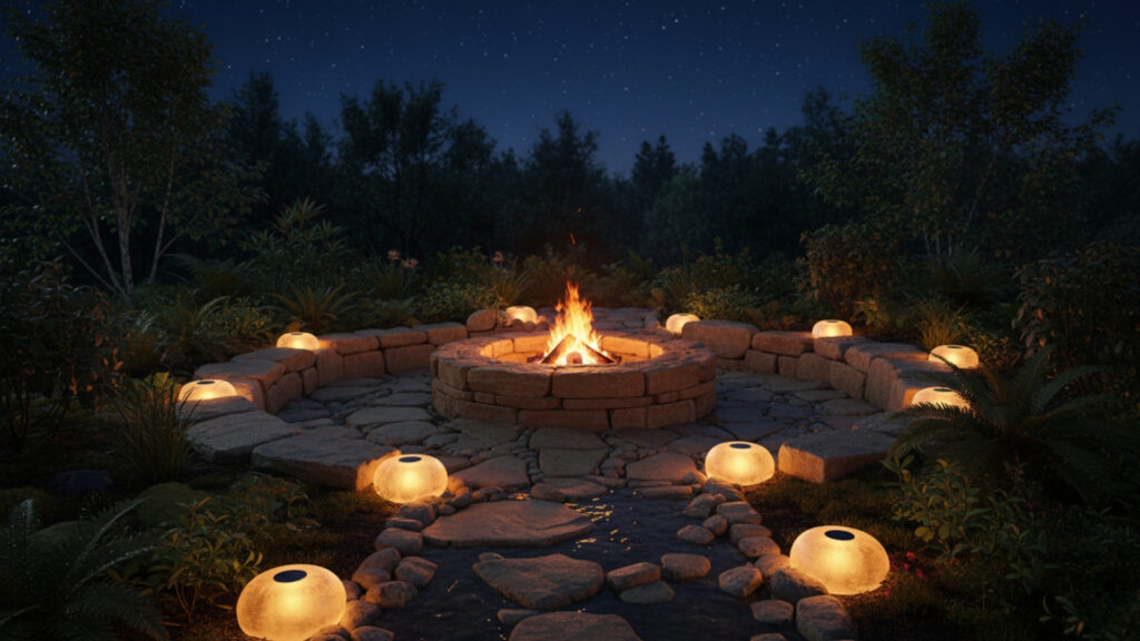 Fire Pit Surround Lighting Stones for Natural Ground Glow Effect