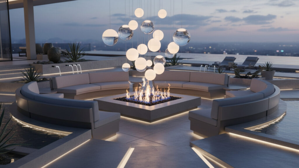 Floating Fire Pit Surround Lights for Modern Luxury Outdoor Style