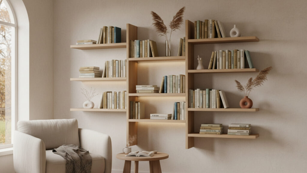 Floating Shelf Decor Featuring Books for Stylish Literary Displays
