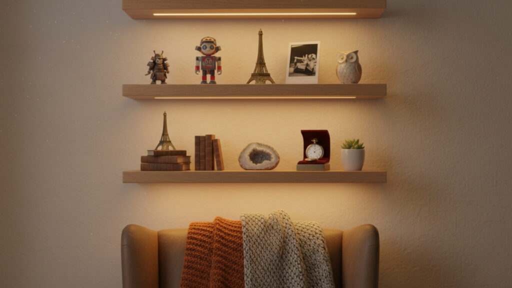 Floating Shelf Decor with Small Collectibles for Personalized Display