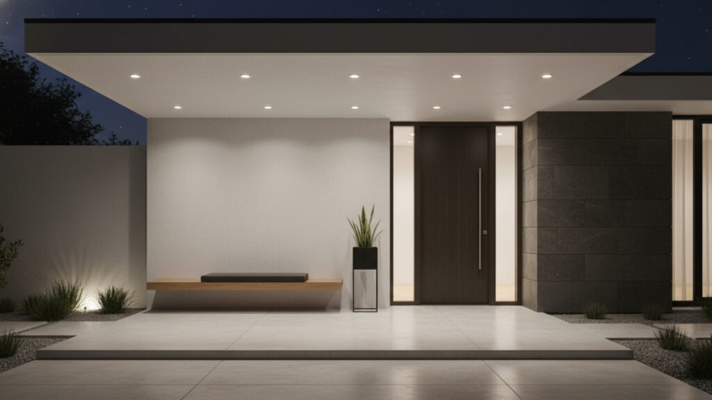 Front Porch Ceiling Downlight Ideas for Balanced Illumination Setup