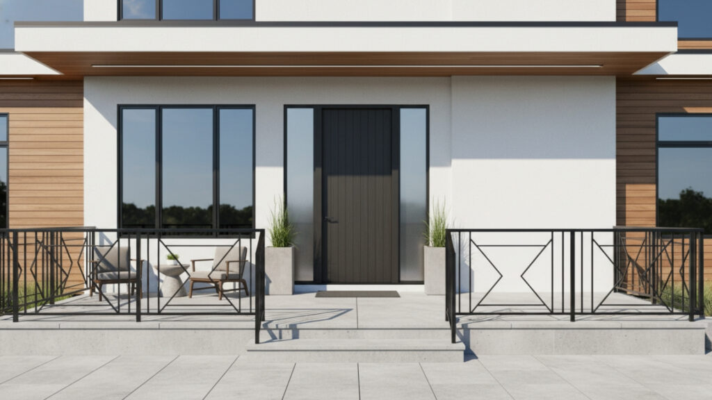 Front Porch Metal Rail Decor for Stylish Structural Boundary Design