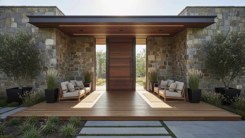 Front Porch Stone Accent Decor for Natural Elegant Exterior Design