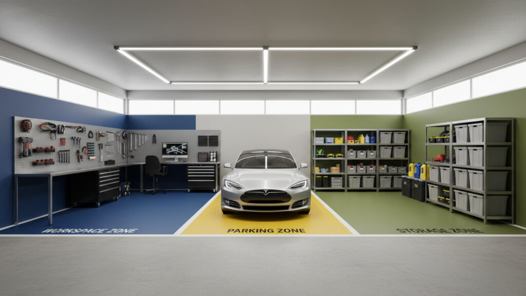 Garage Color Zoning Ideas for Stylish Organized Visual Separation Design