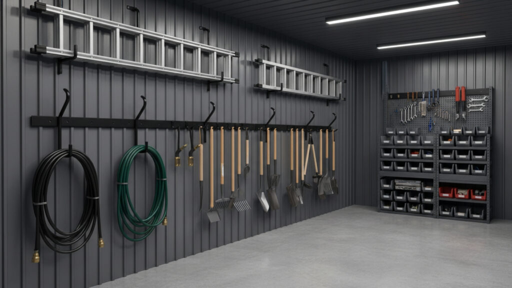 Garage Hooks and Hangers for Efficient Vertical Storage Setup