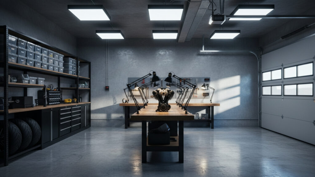 Garage Lighting Ideas for Bright Functional and Modern Workspace Look