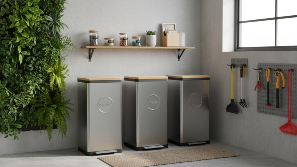 Garage Recycling Station Setup for Eco Friendly Waste Management