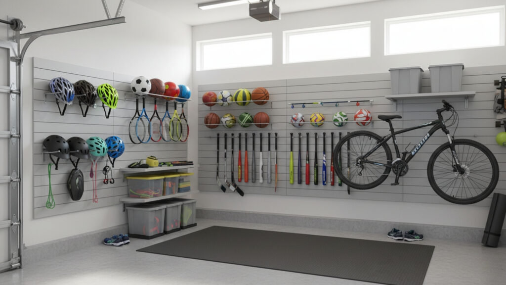 Garage Sports Equipment Storage for Organized Activity Gear Setup