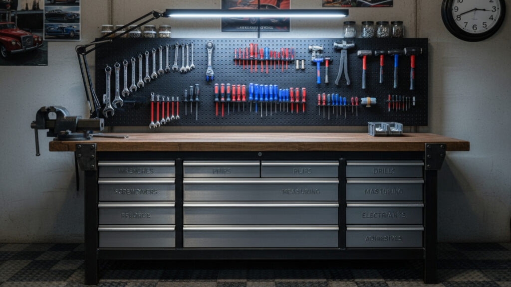 Garage Workbench Storage for Functional and Efficient Workspace