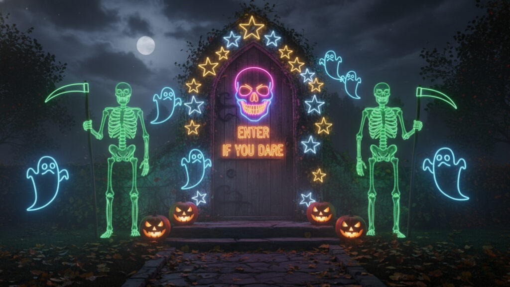 Glow-in-the-Dark Halloween Door Ideas for Night Decor