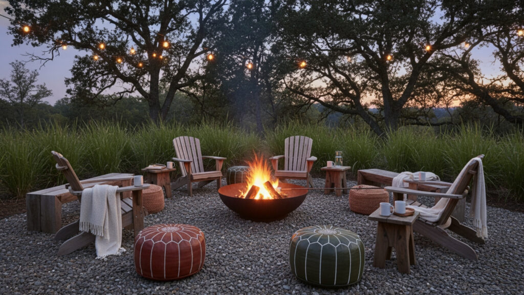 Gravel Seating Area Around Fire Pit for Casual Outdoor Setup