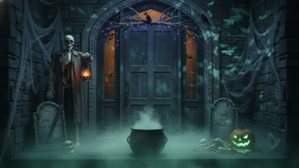 Graveyard Scene Door Decor Ideas for Halloween Theme