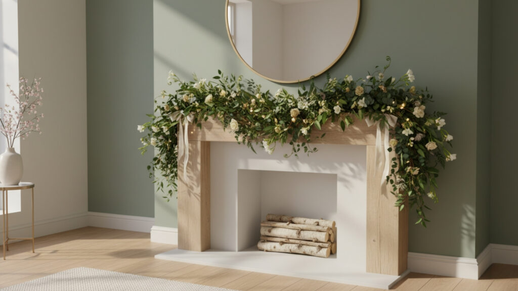 Greenery Garlands for Natural and Airy Mantel Decor