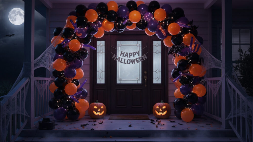 Halloween Balloon Door Decor Ideas for Party Entrance