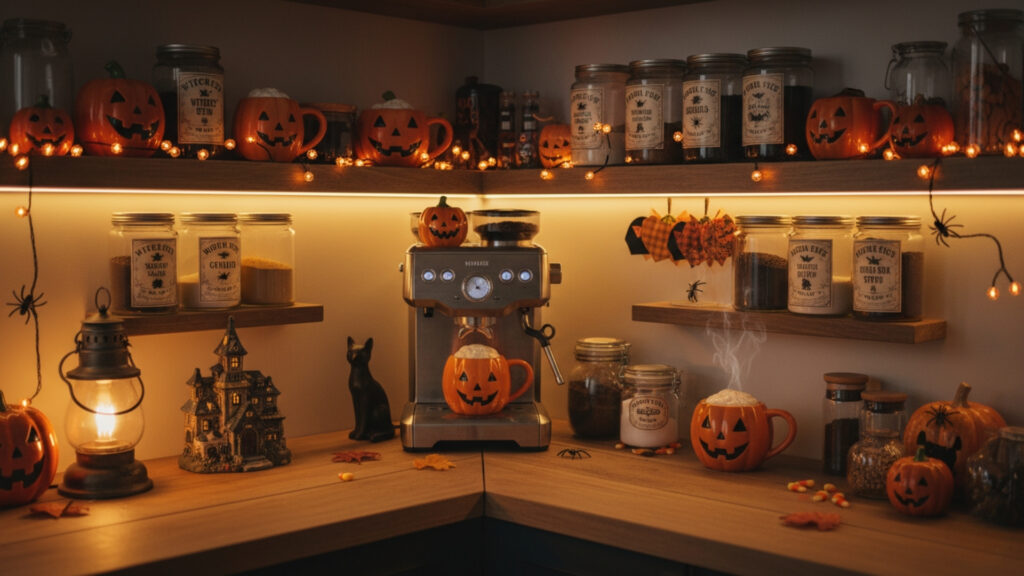 Halloween Coffee Station Decor for a Cozy and Spooky Beverage Corner