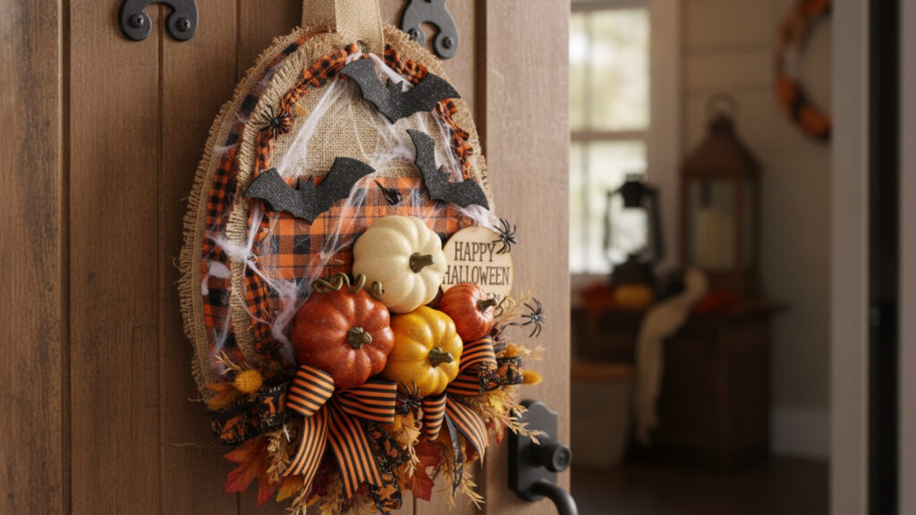 Halloween-Inspired Fall Door Hangers with Spooky Seasonal Touches