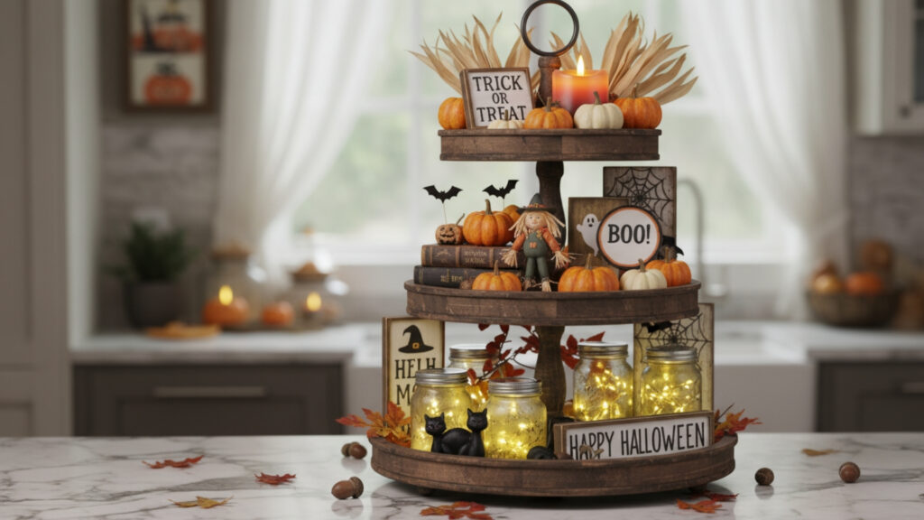 Halloween Tiered Tray Decor for Layered and Creative Displays