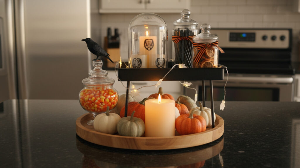 Halloween Tray Decor Styling Ideas for Organized Counter Displays