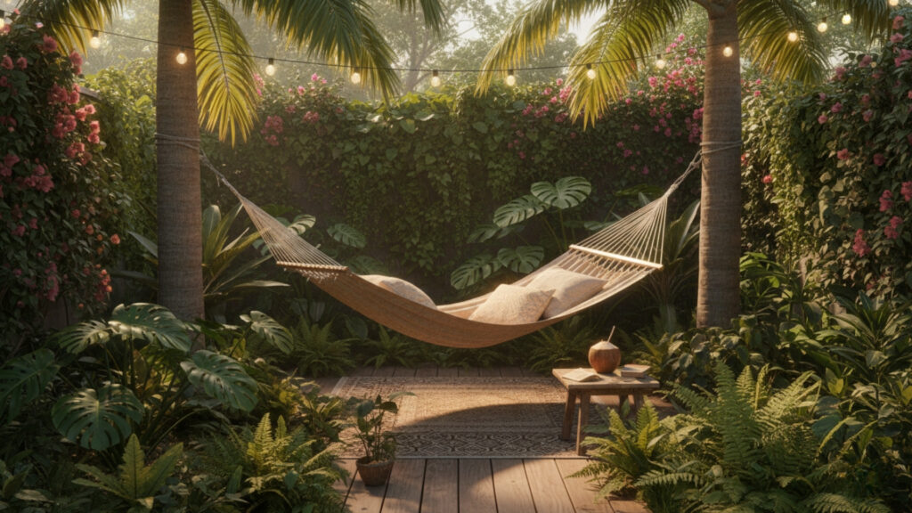 Hanging Hammock Decor for Relaxed and Cozy Backyard Feel