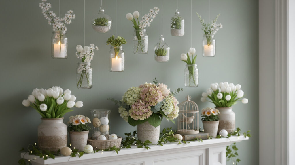 Hanging Mason Jars or Glass Ornaments for Vertical Interest
