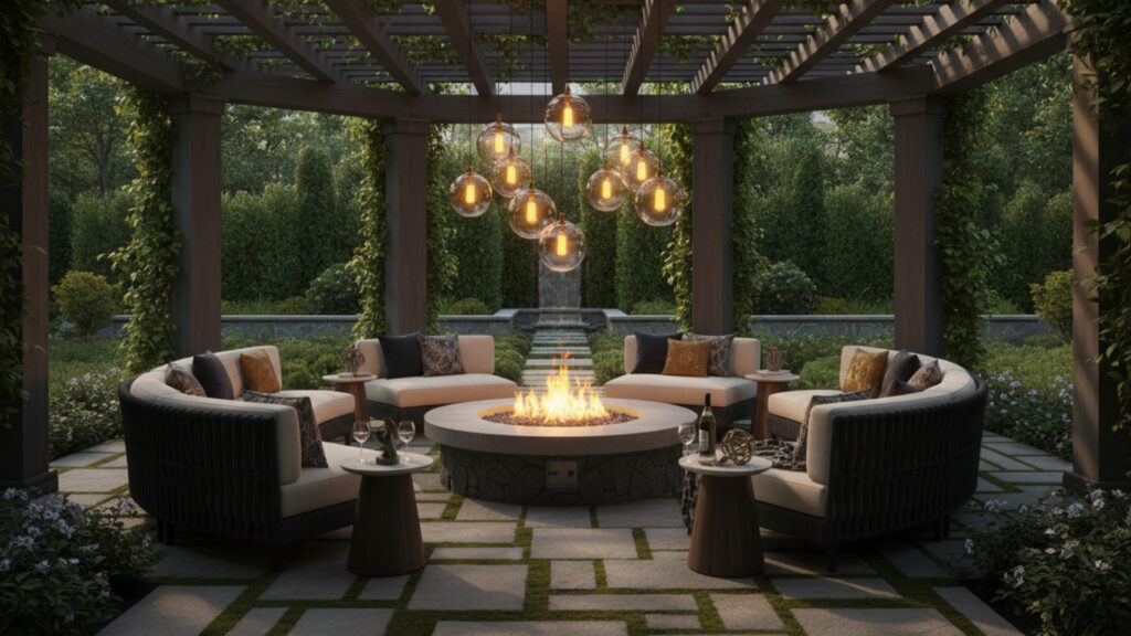 Hanging Pendant Lights Above Fire Pit for Elegant Lighting Style