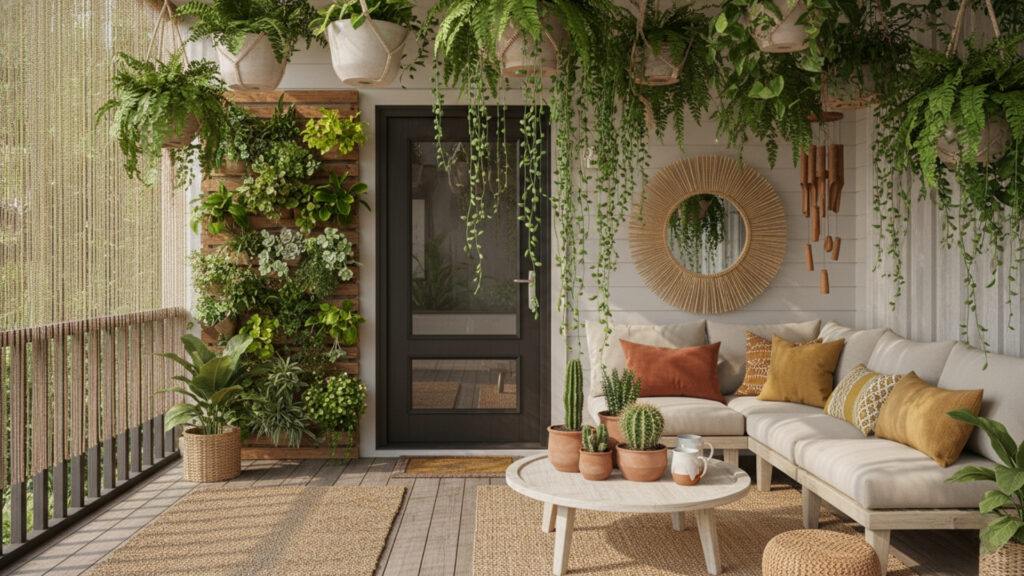 Hanging Planter Decor for Vertical Green Front Porch Style