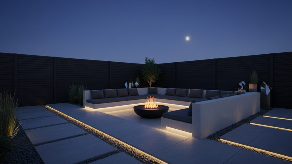 Hidden Ground Lighting for Minimal and Modern Fire Pit Design