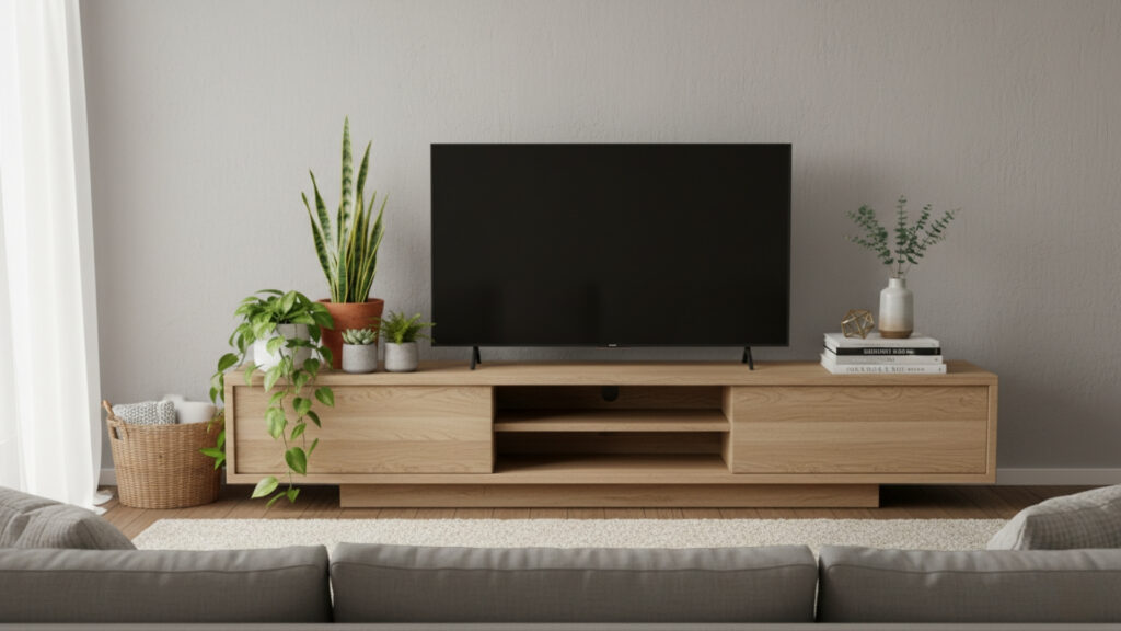 Incorporating Indoor Plants for a Fresh TV Stand Aesthetic