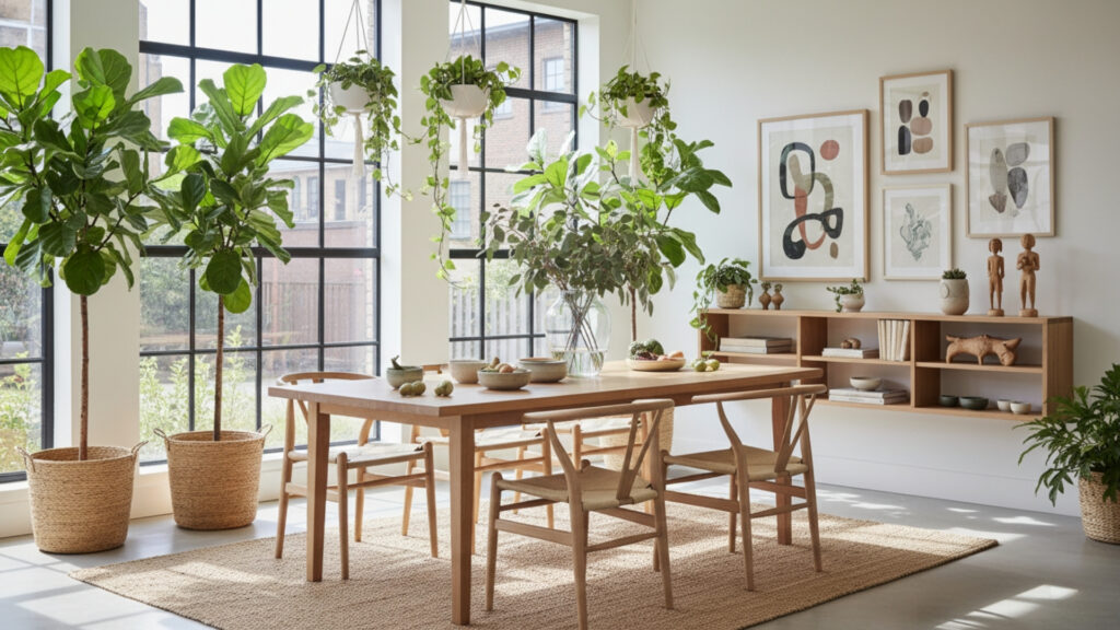Indoor Plant Decor for Fresh and Natural Dining Room Ambience