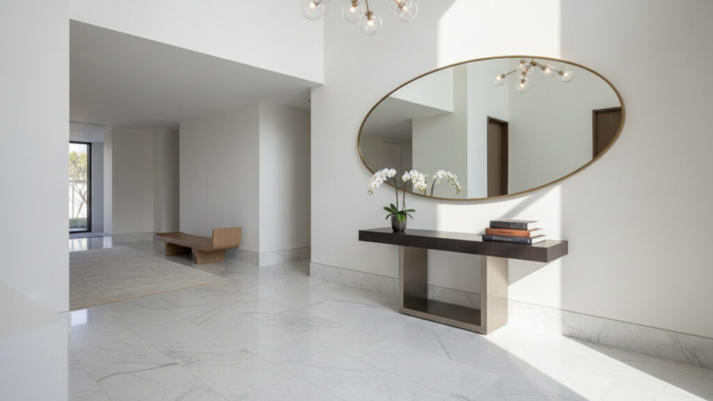 Round Entryway Mirror Ideas for Soft Modern Decorative Appeal