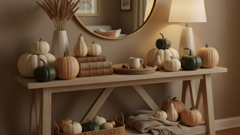 Layered Pumpkins and Gourds for a Classic Seasonal Display