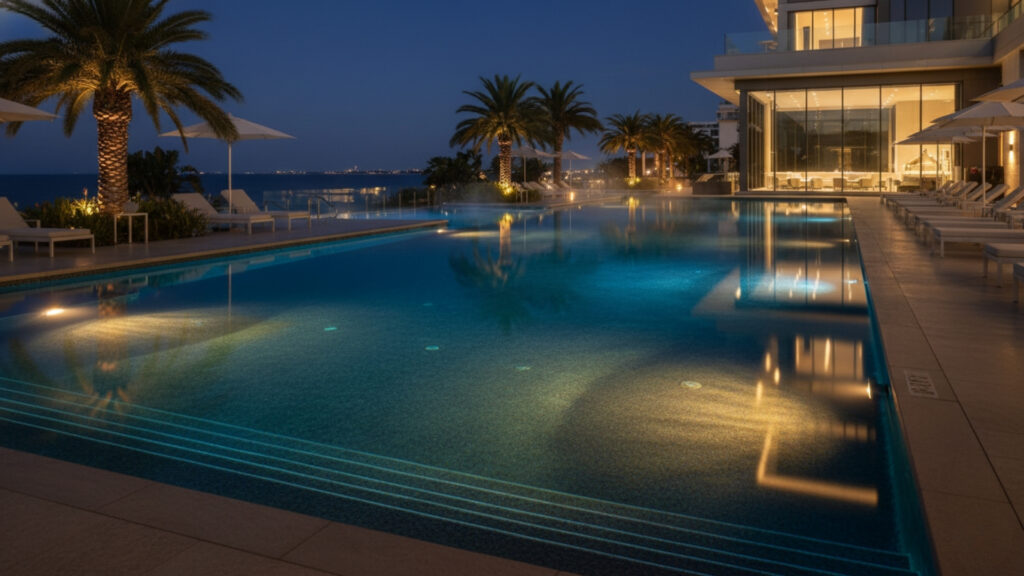 LED Pool Lighting Ideas for Nighttime Ambience Glow Effect