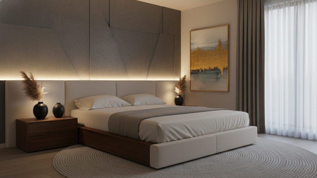 LED Strip Lighting Behind Headboard for Soft Ambient Glow Effect