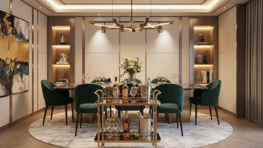 Luxury Dining Room Bar Cart Ideas for Stylish Entertaining Space