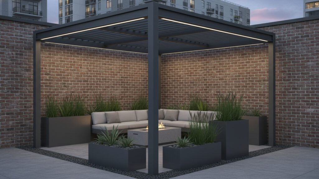 Metal Corner Pergola Ideas for Modern and Durable Outdoor Structure