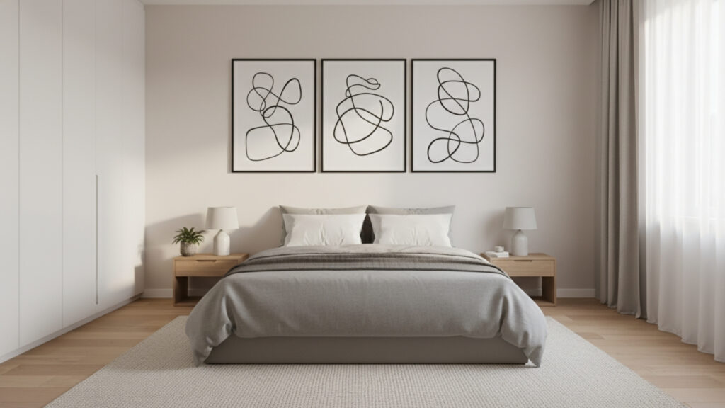 Minimalist Line Art Frames for Clean and Modern Bedroom Aesthetic