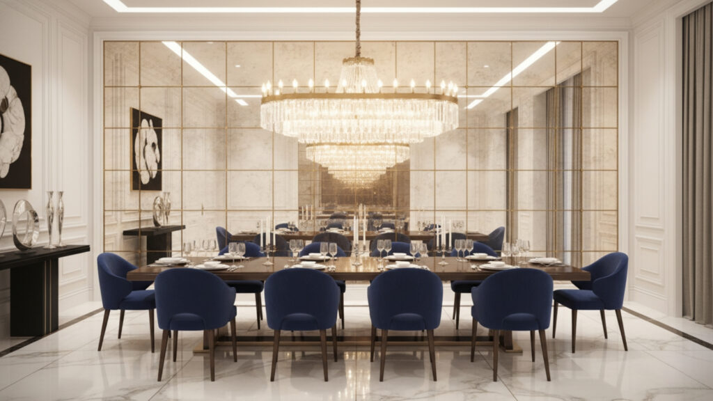 Mirror Dining Room Decor Ideas for Spacious Luxury Appeal