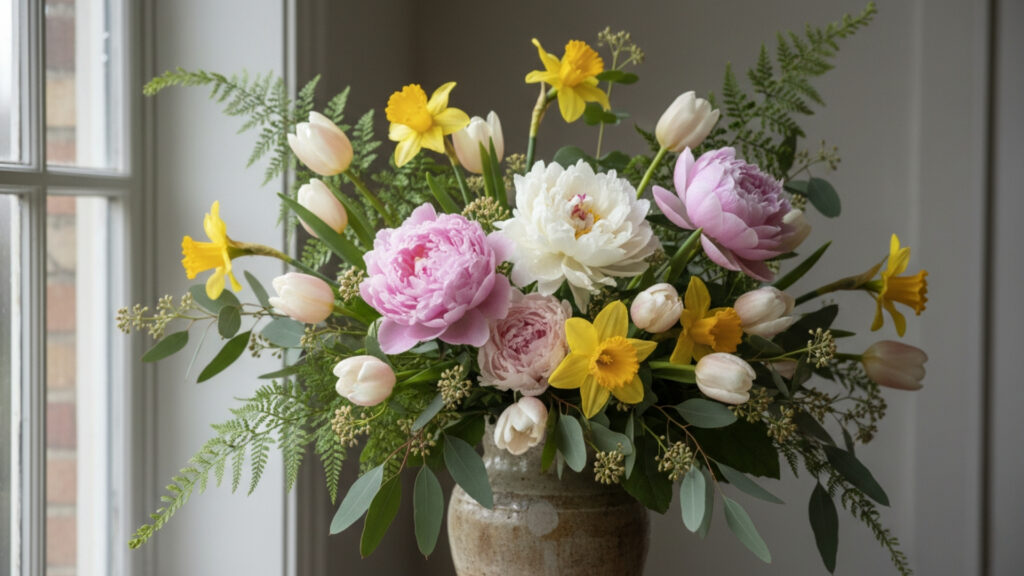 Mixed Greenery with Flower Accents for Balanced Arrangements