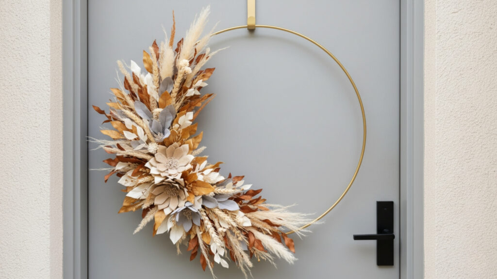 Modern Asymmetrical Fall Wreath Ideas for Stylish Homes