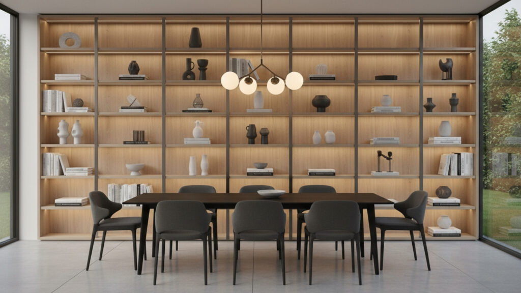 Modern Dining Room Open Shelving for Minimal Display Design
